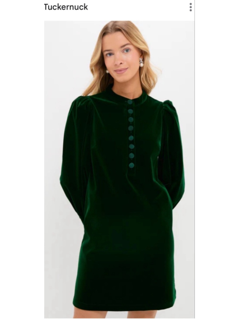NWT Tuckernuck Pomander Place Hunter Green Velvet Samantha Mini Dress M - Picture 1 of 8
